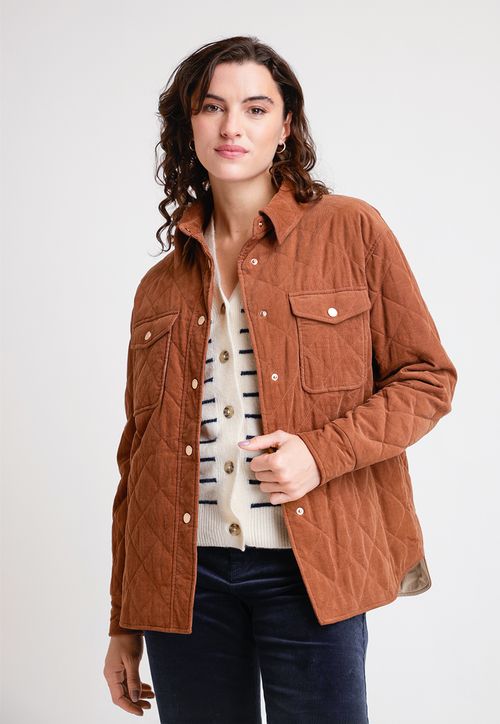 Chaqueta de Mujer Modelo Suki Cotelé Color Tabaco