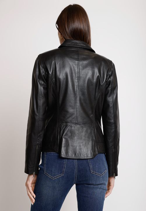 Chaqueta De Cuero De Mujer Modelo Elisea Color Negro