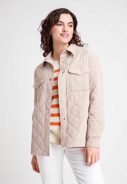 Chaqueta de Mujer Modelo Suki Cotelé Color Beige