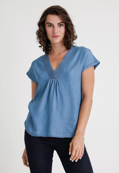 Blusa De Mujer Modelo Anse Color Celeste