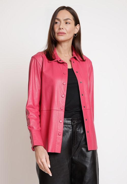 Sobrecamisa De Cuero Mujer Modelo Beca Color Fucsia