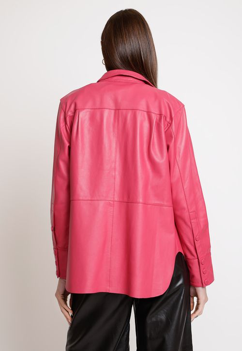 Sobrecamisa De Cuero Mujer Modelo Beca Color Fucsia
