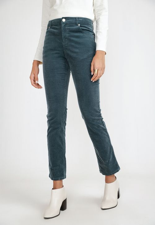 Pantalón Cotelé Mujer Algodón Verde