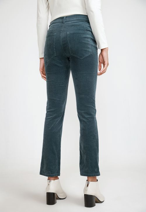 Pantalón Cotelé Mujer Algodón Verde