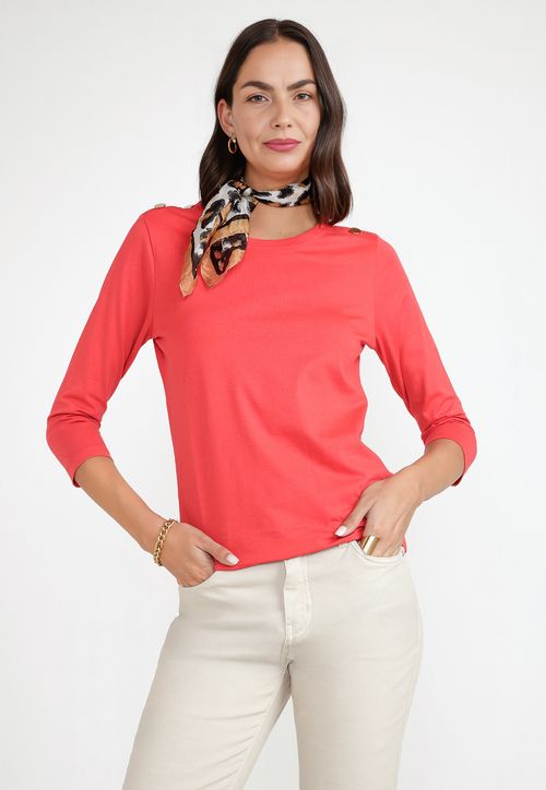 Polera Manga 3/4 Mujer Algodón Peruano Rojo