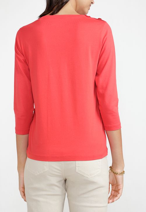 Polera Manga 3/4 Mujer Algodón Peruano Rojo