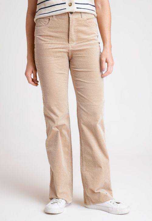 Pantalón Mujer Ishang Cotelé Beige