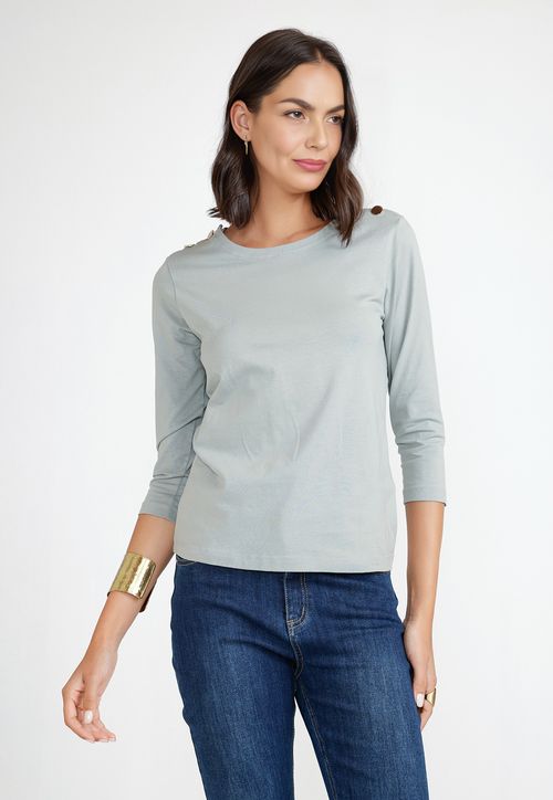 Polera Manga 3/4 Mujer Algodón Peruano Verde