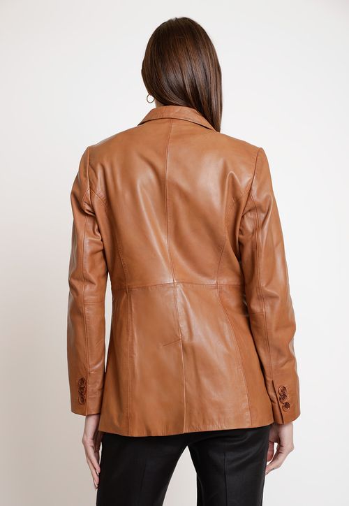 Chaqueta De Cuero De Mujer Modelo Zenda Color Camel