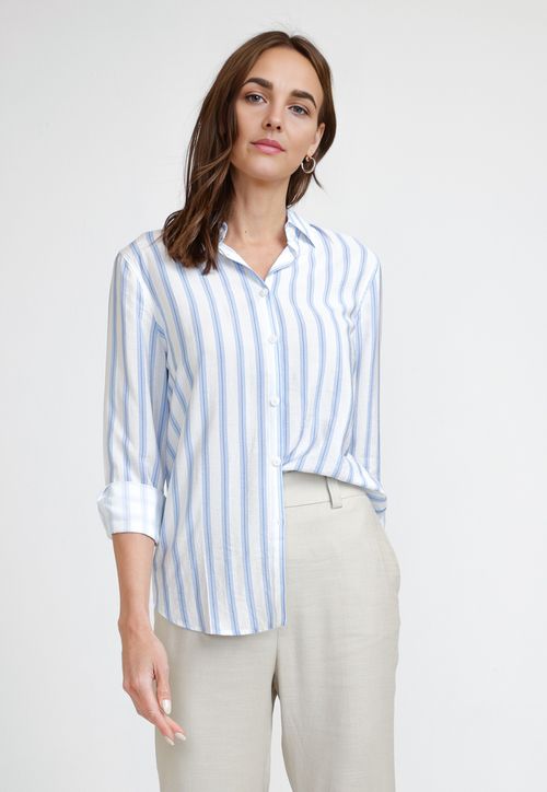 Blusa de Mujer Modelo Samara Color Blanco-Celeste