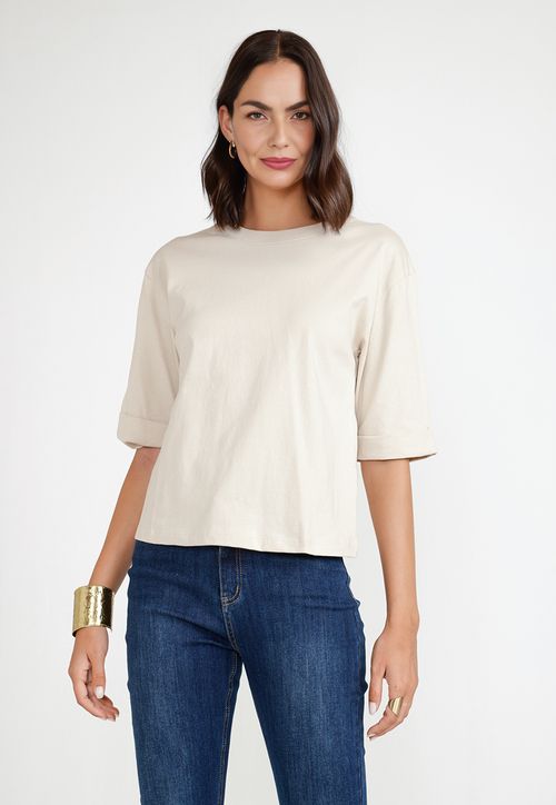 Polera Mujer Algodón Peruano Beige