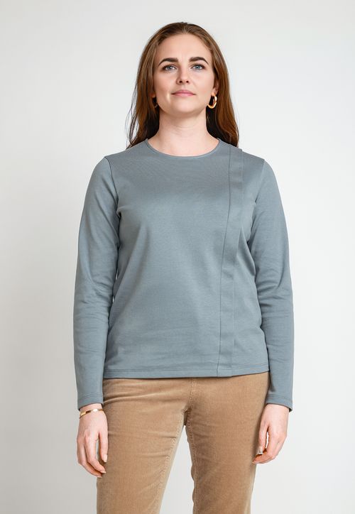 Polera Manga Larga Mujer Algodón Peruano Dusty Blue