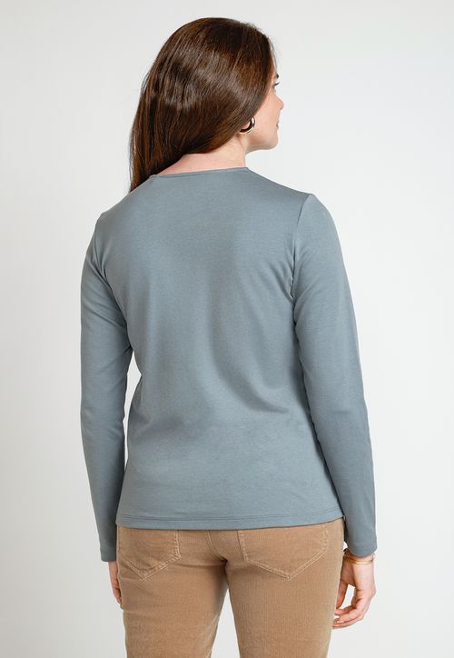 Polera Manga Larga Mujer Algodón Peruano Dusty Blue