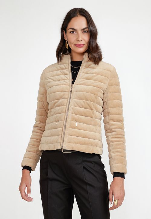 Parka Acolchada Mujer Algodón Beige