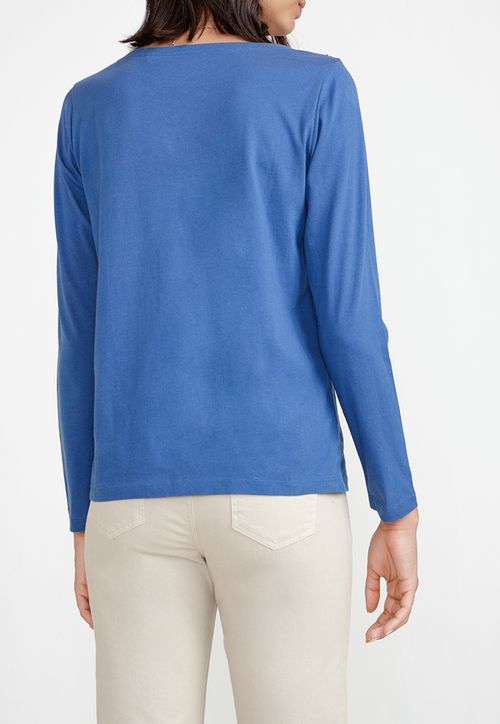Polera Manga Larga Mujer Algodón Peruano Azul