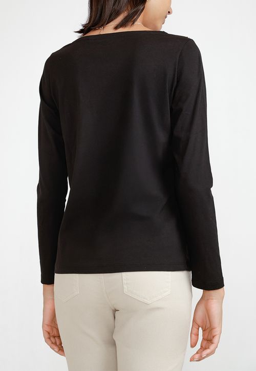Polera Manga Larga Mujer Algodón Peruano Negro