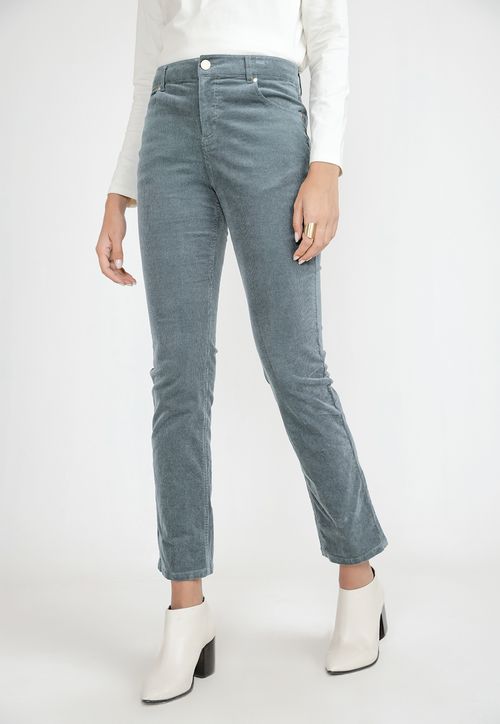 Pantalón Cotelé Mujer Algodón Dusty Blue