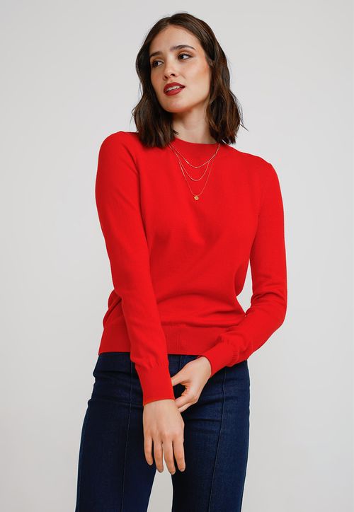 Sweater Mujer Algodón Rojo