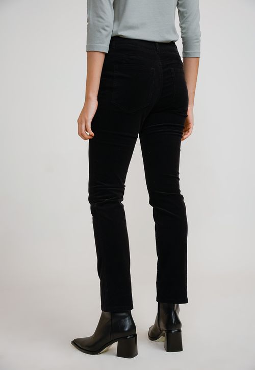 Pantalón Cotelé Mujer Algodón Negro