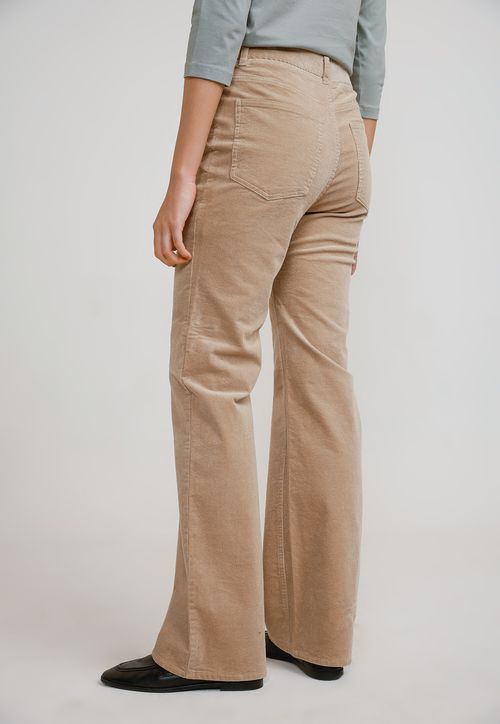 Pantalón Mujer Ishang Cotelé Beige