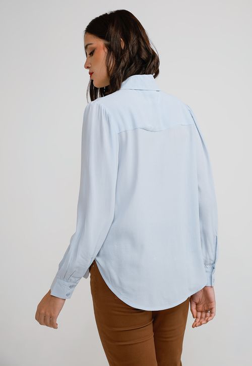 Blusa Mujer Viscosa Celeste