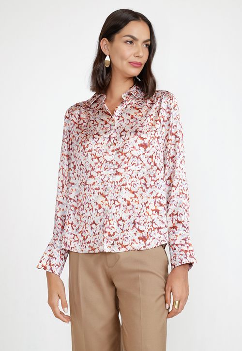 Blusa Mujer Estampada Naranjo