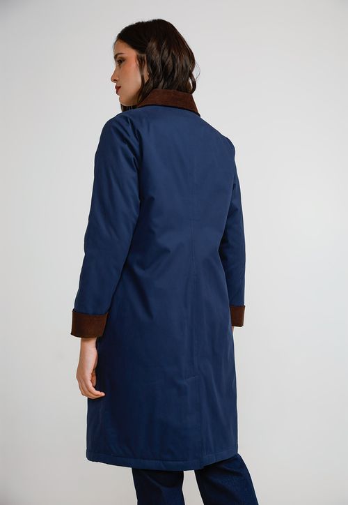 Parka Larga Mujer Algodón Y Poliéster Azul