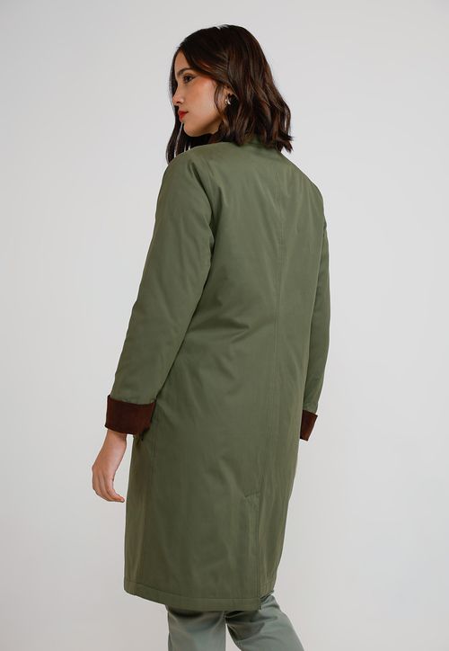 Parka Larga Mujer Algodón Y Poliéster Oliva