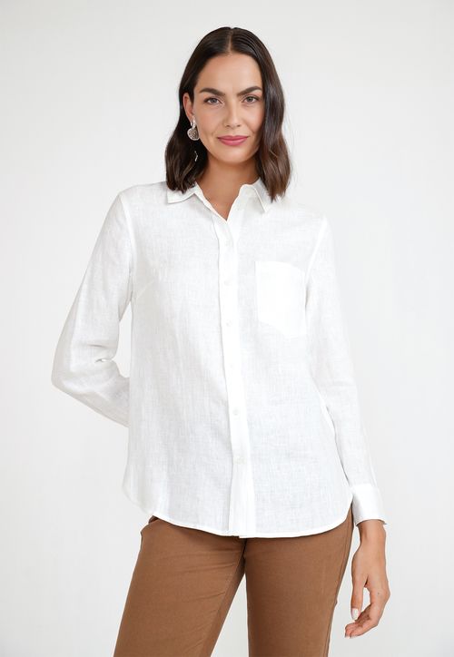 Blusa Mujer Cea Lino Blanca