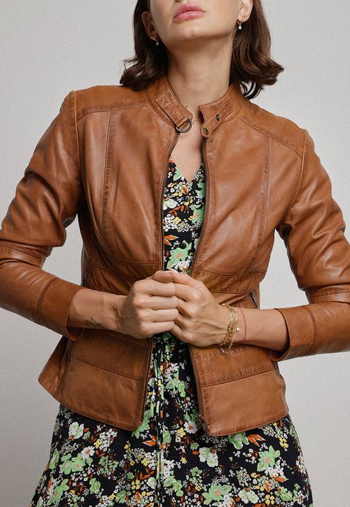 Chaqueta De Cuero Lotus Camel