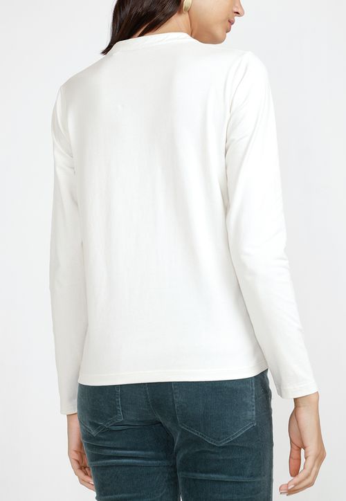 Polera Abotonada Manga Larga Mujer Algodón Peruano Crudo