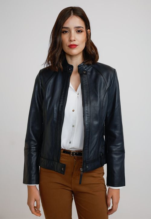 Chaqueta Cuero Mujer Marino