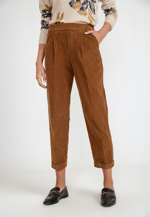 Pantalón Cotelé Mujer Algodón Camel