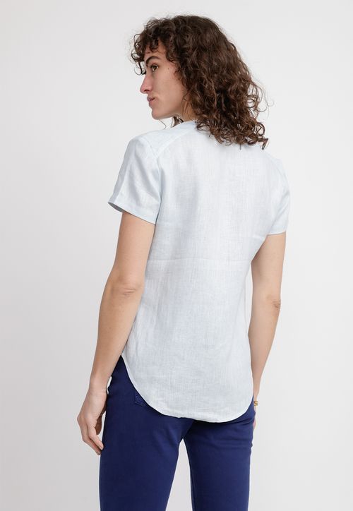 Blusa Mujer Keiko Lino Celeste