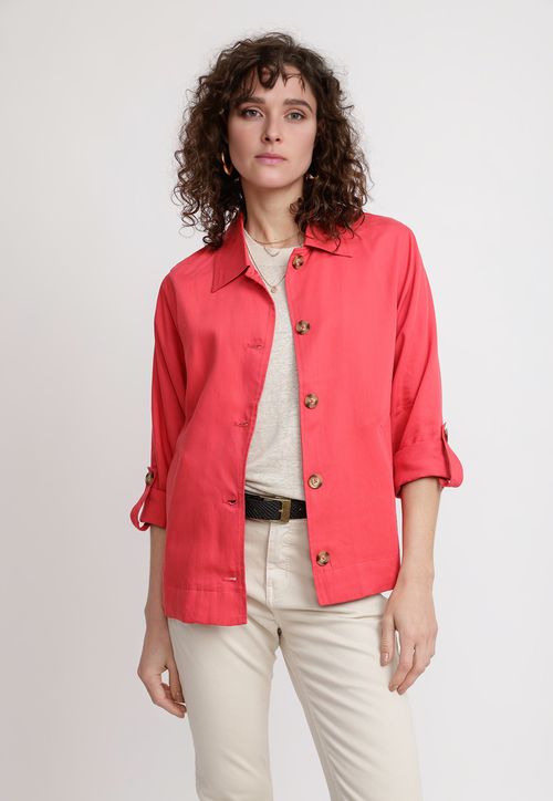 Sobrecamisa Mujer Nogal Lino Rojo